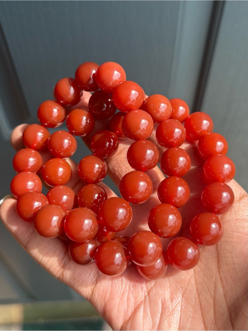 Jumbo Carnelian Crystal Bracelet 14mm - Picture 6 of 9